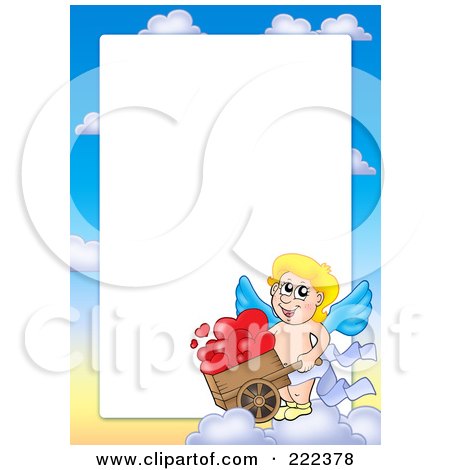 Royalty-Free (RF) Clipart Illustration of a Cupid And Sky Frame Border Around White Space - 7 by visekart