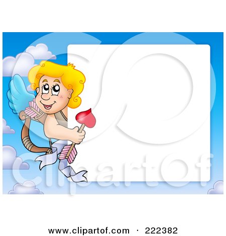 Royalty-Free (RF) Clipart Illustration of a Cupid And Sky Frame Border Around White Space - 14 by visekart
