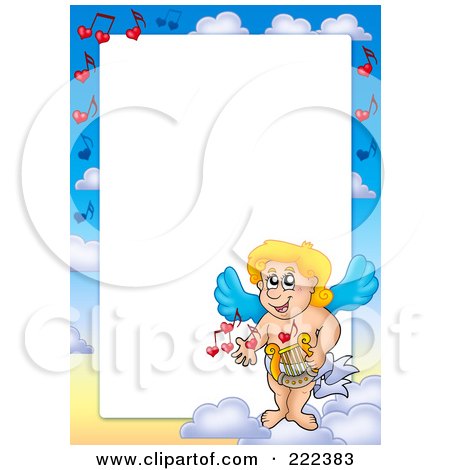 Royalty-Free (RF) Clipart Illustration of a Cupid And Sky Frame Border Around White Space - 3 by visekart