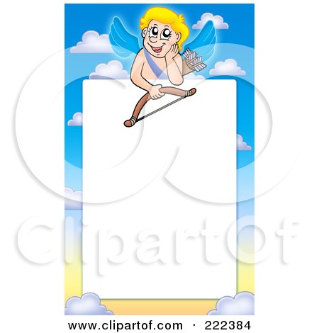Royalty-Free (RF) Clipart Illustration of a Cupid And Sky Frame Border Around White Space - 6 by visekart