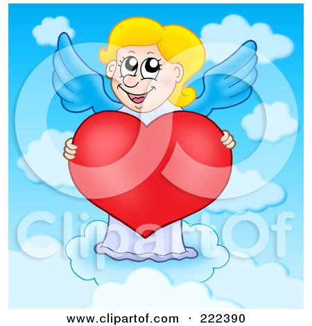 Royalty-Free (RF) Clipart Illustration of a Cupid Girl With A Heart In The Sky - 1 by visekart