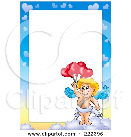 Royalty-Free (RF) Clipart Illustration of a Cupid And Sky Frame Border Around White Space - 10 by visekart