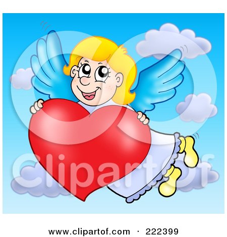 Royalty-Free (RF) Clipart Illustration of a Cupid Girl With A Heart In The Sky - 2 by visekart