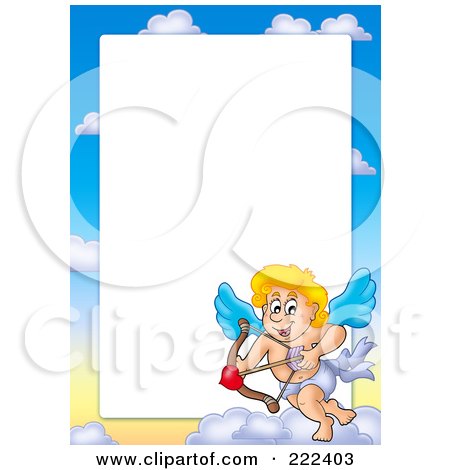 Royalty-Free (RF) Clipart Illustration of a Cupid And Sky Frame Border Around White Space - 13 by visekart