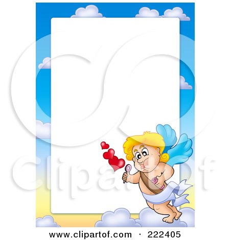 Royalty-Free (RF) Clipart Illustration of a Cupid And Sky Frame Border Around White Space - 12 by visekart