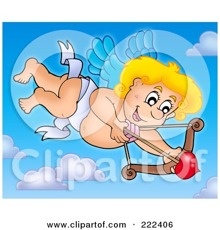 Royalty-Free (RF) Clipart Illustration of Cupid With A Bow In The Sky - 1 by visekart
