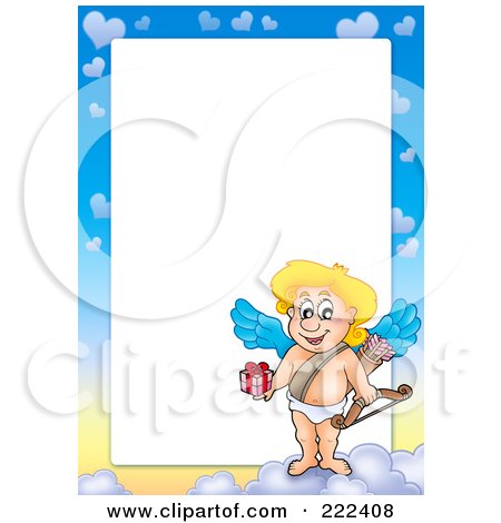 Royalty-Free (RF) Clipart Illustration of a Cupid And Sky Frame Border Around White Space - 1 by visekart