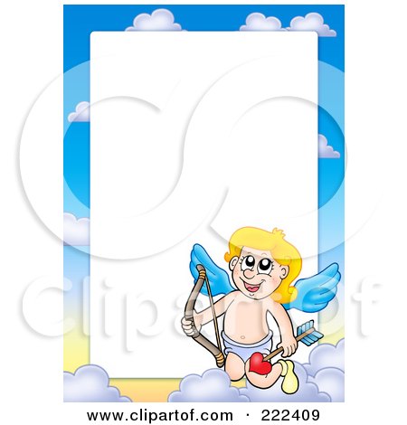 Royalty-Free (RF) Clipart Illustration of a Cupid And Sky Frame Border Around White Space - 8 by visekart