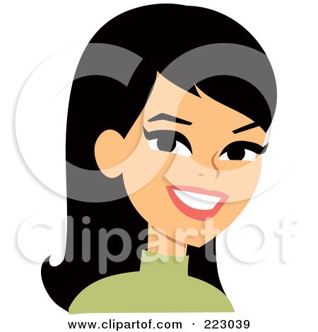 Royalty-Free (RF) Clipart Illustration of a Black Haired Woman Smiling - 3 by Monica