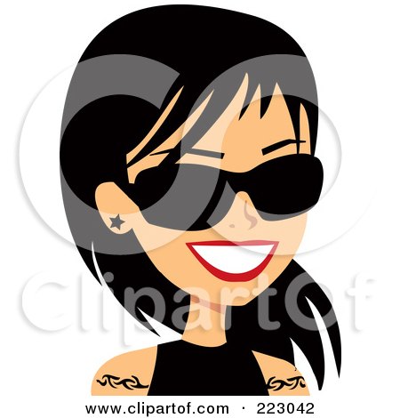 Royalty-Free (RF) Clipart Illustration of a Black Haired Woman Smiling - 1 by Monica