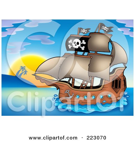 Royalty-Free (RF) Clipart Illustration of a Pirate Ship - 5 by visekart