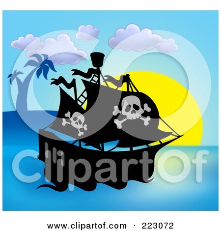 Royalty-Free (RF) Clipart Illustration of a Pirate Ship - 7 by visekart