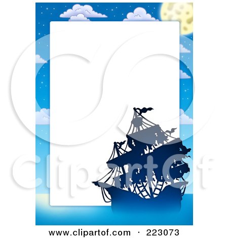 Royalty-Free (RF) Clipart Illustration of a Pirate Ship Frame Around White Space - 1 by visekart