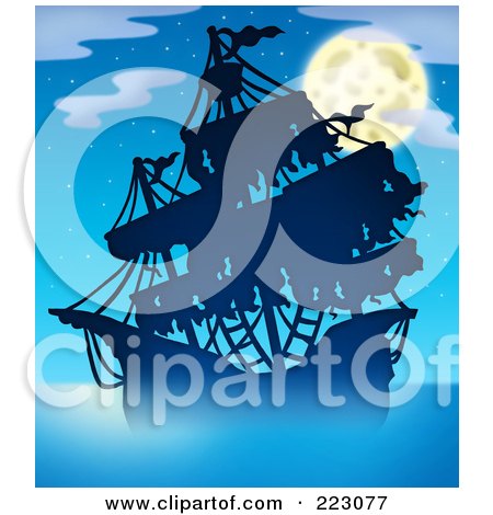 Royalty-Free (RF) Clipart Illustration of a Pirate Ship - 2 by visekart