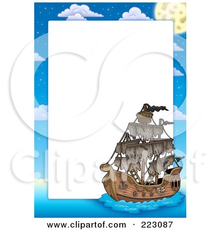 Royalty-Free (RF) Clipart Illustration of a Pirate Ship Frame Around White Space - 2 by visekart