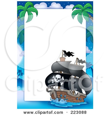 Royalty-Free (RF) Clipart Illustration of a Pirate Ship Frame Around White Space - 5 by visekart