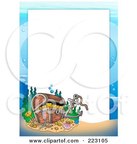Royalty-Free (RF) Clipart Illustration of a Sunken Treasure Chest Border Around White Space by visekart