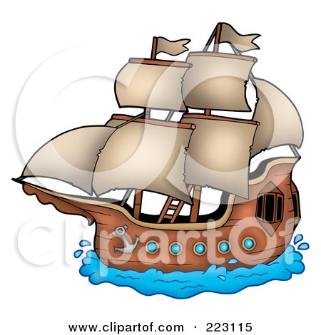 Royalty-Free (RF) Clipart Illustration of a Pirate Ship - 1 by visekart