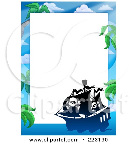 Royalty-Free (RF) Clipart Illustration of a Pirate Ship Frame Around White Space - 3 by visekart