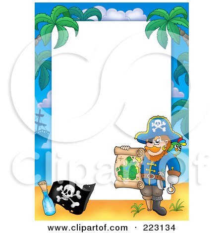 Royalty-Free (RF) Clipart Illustration of a Pirate Border Around White Space - 2 by visekart