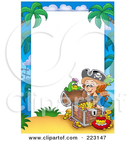 Royalty-Free (RF) Clipart Illustration of a Pirate Border Around White Space - 9 by visekart