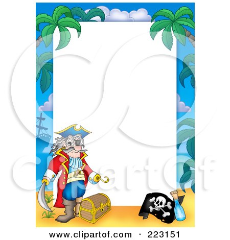 Royalty-Free (RF) Clipart Illustration of a Pirate Border Around White Space - 3 by visekart