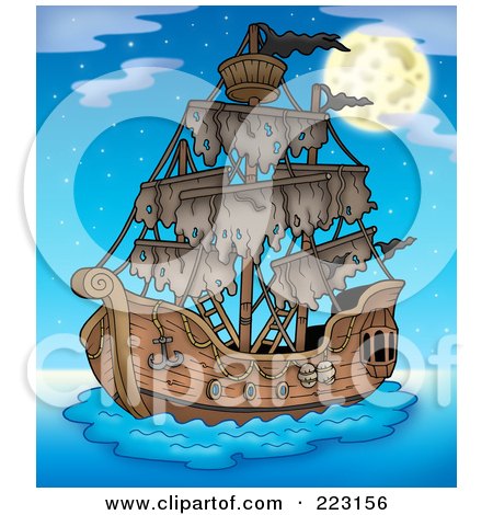 Royalty-Free (RF) Clipart Illustration of a Pirate Ship - 3 by visekart