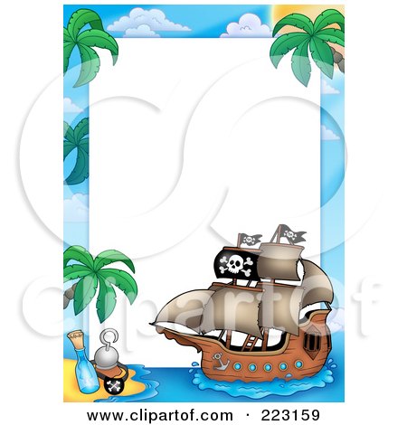 Royalty-Free (RF) Clipart Illustration of a Pirate Ship Frame Around White Space - 4 by visekart