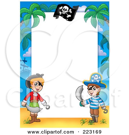 Royalty-Free (RF) Clipart Illustration of a Pirate Border Around White Space - 5 by visekart