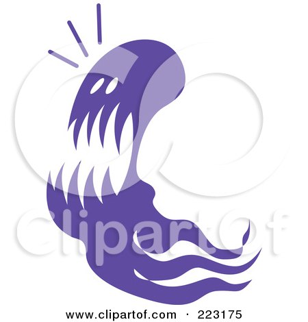 Royalty-Free (RF) Clipart Illustration of a Scared Purple Ghost by Zooco