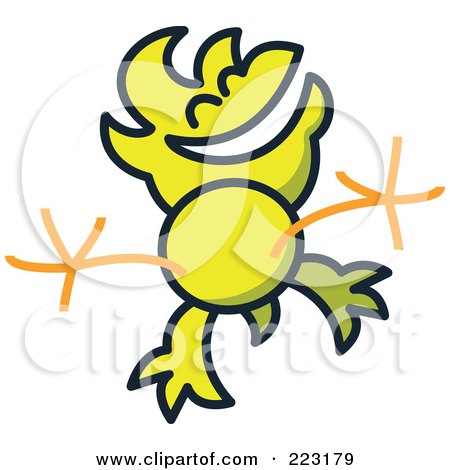 Royalty-Free (RF) Clipart Illustration of a Yellow Chicken Jumping And Smiling - 2 by Zooco