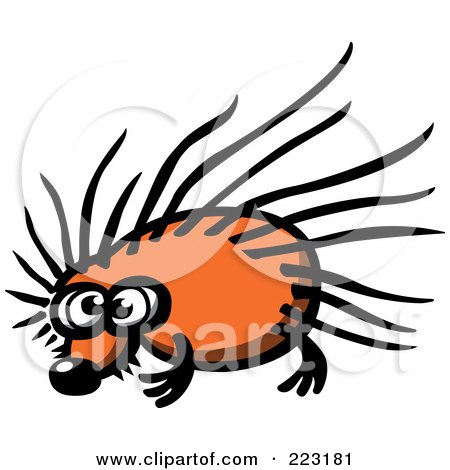 Royalty-Free (RF) Clipart Illustration of a Sad Hedgehog With Long Spikes by Zooco