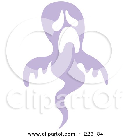 Royalty-Free (RF) Clipart Illustration of a Pitiful Purple Ghost Pouting by Zooco