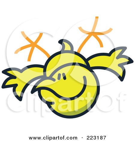 Royalty-Free (RF) Clipart Illustration of a Yellow Chicken Flying by Zooco