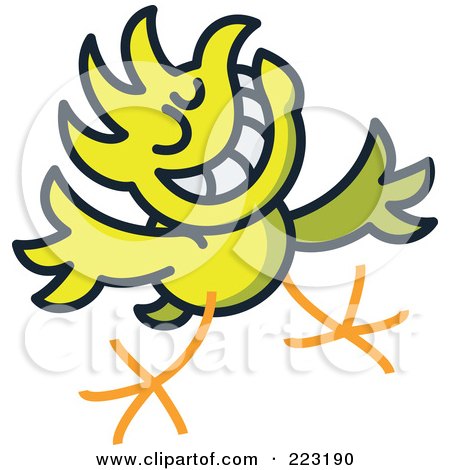 Royalty-Free (RF) Clipart Illustration of a Yellow Chicken Greeting And Smiling by Zooco