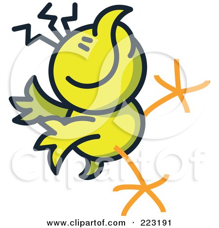 Royalty-Free (RF) Clipart Illustration of a Yellow Chicken Sliding by Zooco