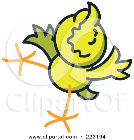 Royalty-Free (RF) Clipart Illustration of a Yellow Chicken Jumping And Smiling - 3 by Zooco