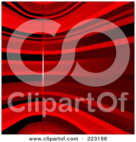 Royalty-Free (RF) Clipart Illustration of a Background Of Various Red Curves And A Vertical Line by elaineitalia