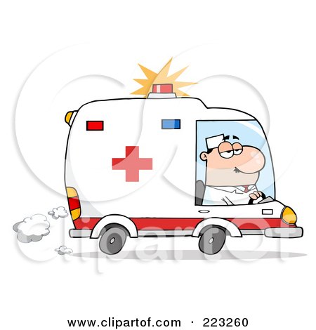Royalty-Free (RF) Clipart Illustration of a Caucasian Man Driving An Ambulance by Hit Toon