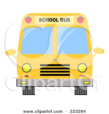 Royalty-Free (RF) Clipart Illustration of a Frontal View Of A Yellow School Bus by Hit Toon
