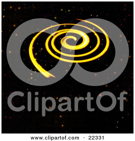 Clipart Illustration of a Fictional Yellow Spiral Galaxy Spinning With Orange, Red And Yellow Stars Of Outer Space by KJ Pargeter