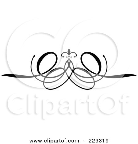 Royalty-Free (RF) Clipart Illustration of an Ornamental Black And White Scroll Design - 3 by KJ Pargeter