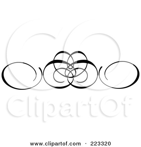Royalty-Free (RF) Clipart Illustration of an Ornamental Black And White Scroll Design - 4 by KJ Pargeter