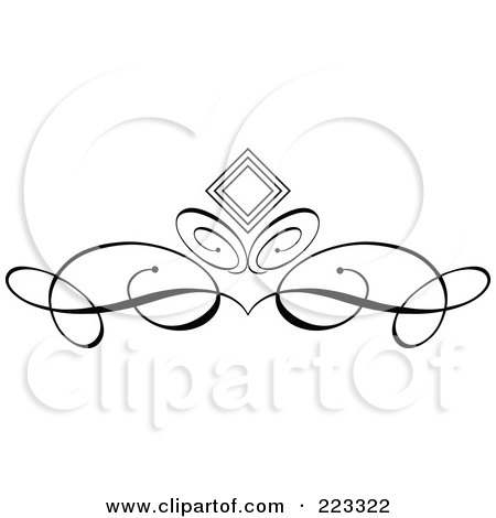 Royalty-Free (RF) Clipart Illustration of an Ornamental Black And White Scroll Design - 1 by KJ Pargeter