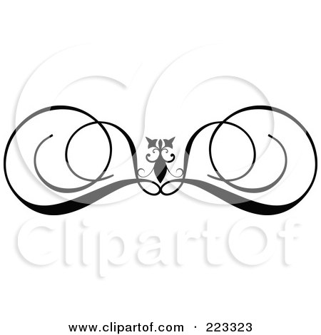 Royalty-Free (RF) Clipart Illustration of an Ornamental Black And White Scroll Design - 2 by KJ Pargeter