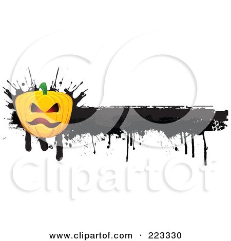 Royalty-Free (RF) Clipart Illustration of a Grungy Halloween Pumpkin Border With Black Ink - 1 by KJ Pargeter