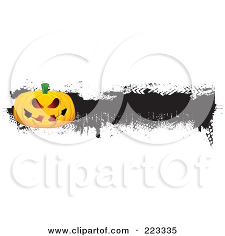 Royalty-Free (RF) Clipart Illustration of a Grungy Halloween Pumpkin Border With Black Ink - 3 by KJ Pargeter