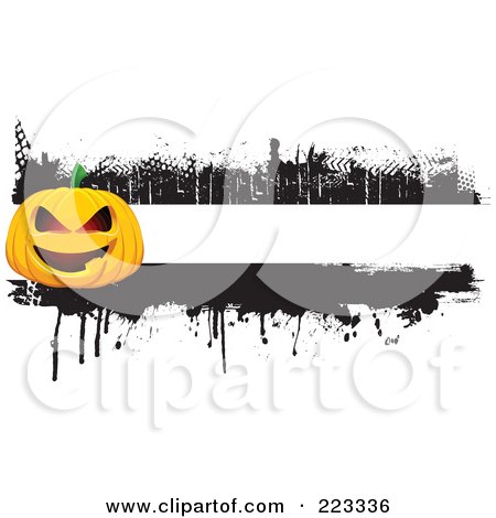 Royalty-Free (RF) Clipart Illustration of a Grungy Halloween Pumpkin Border With Black Ink - 2 by KJ Pargeter