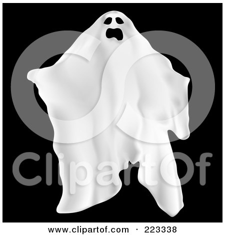 Royalty-Free (RF) Clipart Illustration of a Spooky White Ghost On Black by KJ Pargeter