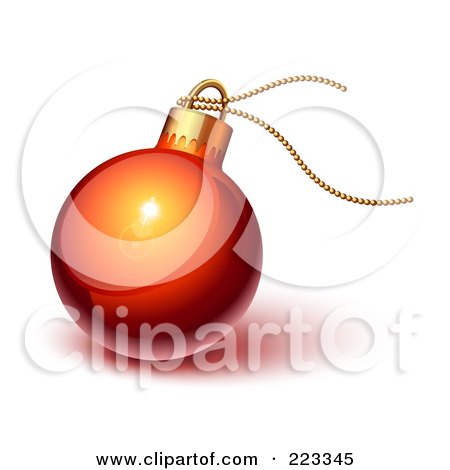 Royalty-Free (RF) Clipart Illustration of a Shiny Red Christmas Ornament With Red Chain by Oligo